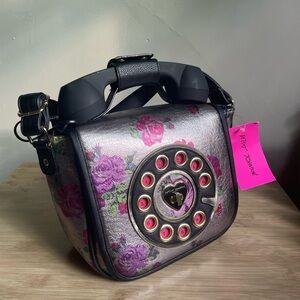 Betsey Johnson Metallic Rose Phone Bag